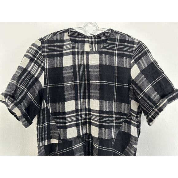 ZARA Dress Plaid Black and White Wool Blend burnout Size XS - Picture 7 of 9